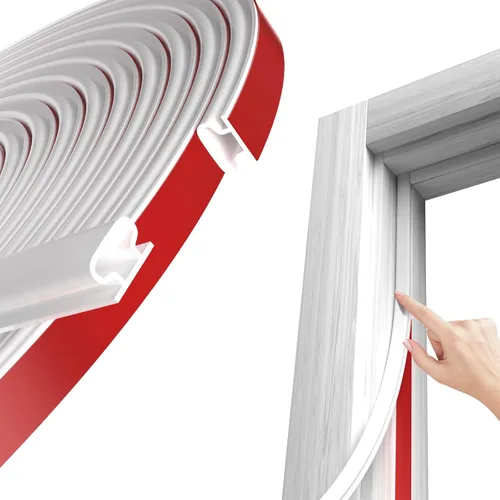 Miniatura 11 de Tira de sellado de goma autoadhesiva en forma de D de 20 pies, burlete negro para puertas y ventanas – Bloqueador de huecos con insonorización