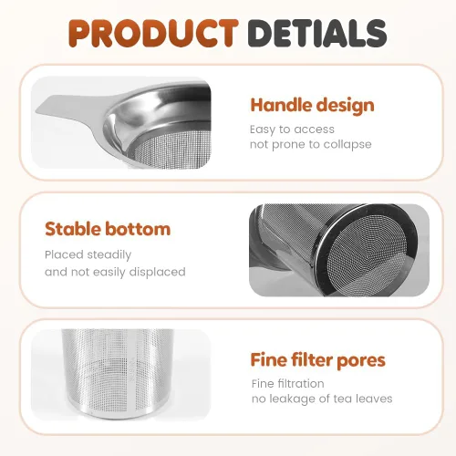 Miniatura 4 de Infusor de Té de Acero Inoxidable con Coladores, Nuevos Coladores y Filtros de Té 2025 para Té Suelto con Asas Resistente al Calor, Tazas de Colador