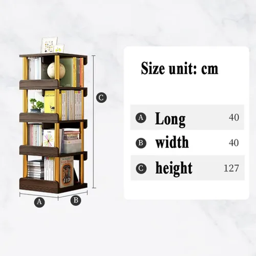 Miniatura 3 de Estantería giratoria, estantería giratoria de 360 grados, doble ancho de 4 niveles 50 pulgadas de alto/5 niveles 62.2 pulgadas de alto, estante