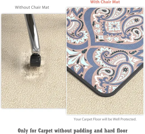 Miniatura 5 de Tapete para Silla de Oficina de Servicio Pesado para Alfombra y Piso de Madera Dura, Tapete Bohemio para Silla de Escritorio, Alfombra 36'' x 48