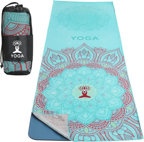 Miniatura 10 de MoKo Toalla de Yoga, Toalla de Yoga Caliente Antideslizante con Patrón de Estampado en Manta Rápido de Secado con Bolsillo en la Esquina