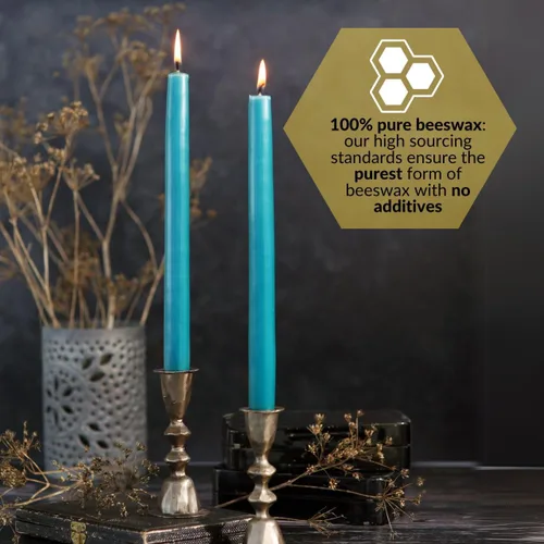 Miniatura 3 de Big Dipper Wax Works Velas cónicas de cera de abeja bañadas a mano color azul cielo, 12 x 7/8 pulgadas, paquete de 2, cera de abeja 100% pura, larga