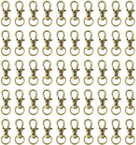 Miniatura 11 de cnomg 50 piezas de cierres giratorios para lanyard con mosquetón, cnomg cierre giratorio de lanyard de metal con broche en forma de pinza de Plateado