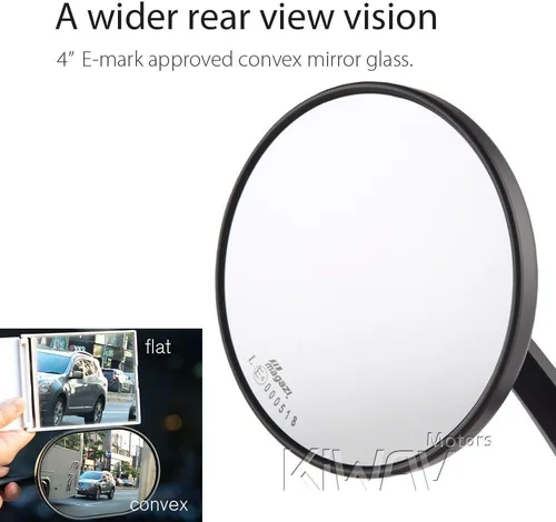 Miniatura 6 de KiWAV Espejos de extremo de barra de motocicleta Eclipse negro compatible con manillar roscado M6
