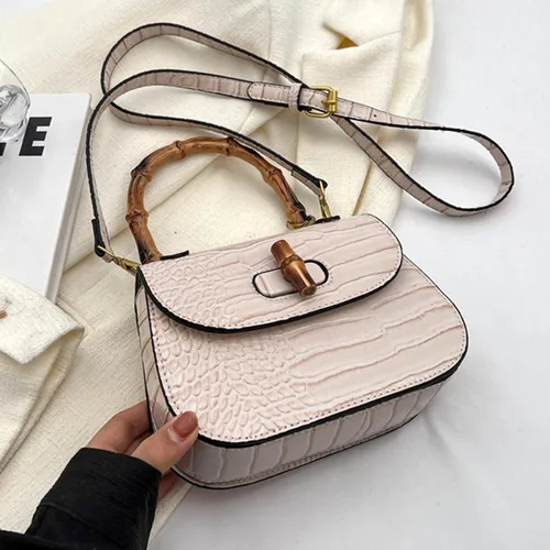 Miniatura 2 de Women Handbag artificial leather Bamboo Top handle Crossbody bag Elegant Purse Evening bag Gift for Women Handmade