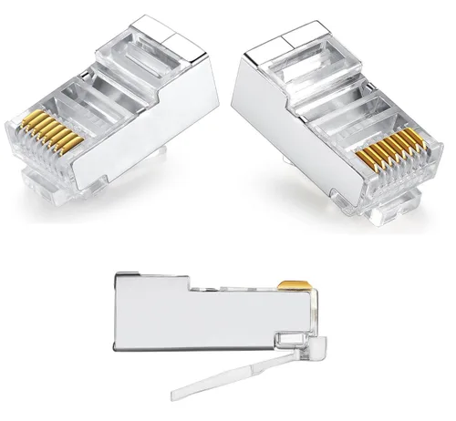 Miniatura 2 de 50 conectores RJ45 Cat6, conectores RJ45 C6, conectores RJ45 blindados de metal Cat6, conectores de enchufe de red modular FTP 8P8C