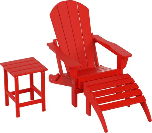 Miniatura 59 de WestinTrends Reposapiés otomano Adirondack para patio al aire libre, taburete de madera de polietileno para todo tipo de clima, ampliamente Azul