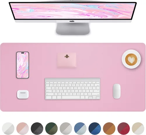Miniatura 40 de Tapete protector para escritorio y mouse, antideslizante, de piel sintética, tapete impermeable de escritura para laptop, para oficina y hogar
