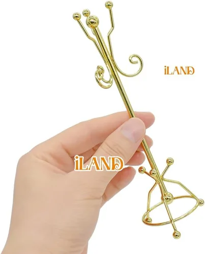 Miniatura 9 de iLAND Muebles y accesorios para casa de muñecas a escala 1:12, perchero en miniatura y espejo completo (color dorado)