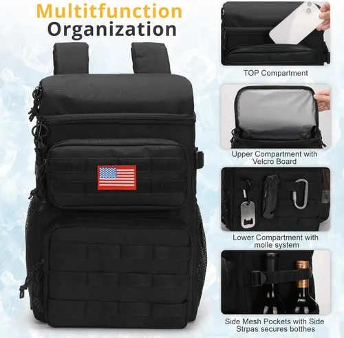 Miniatura 6 de Mochila térmica táctica, suave y ligera, a prueba de fugas, bolsa térmica aislada, bolsa térmica suave portátil impermeable para playa, viajes