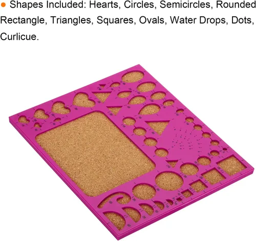 Miniatura 3 de PATIKIL Tablero de plantillas de papel de 8 x 7 pulgadas, herramienta engarzadora de moldes para tiras de papel, manualidades, color rojo rosa Rosa