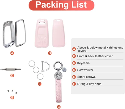 Miniatura 6 de Compatible con Funda para Llavero Audi con Llavero de Cuero Genuino Cristal Protección Completa Carcasa de Llave Compatible con Audi A4 Q7 Q5 TT A3