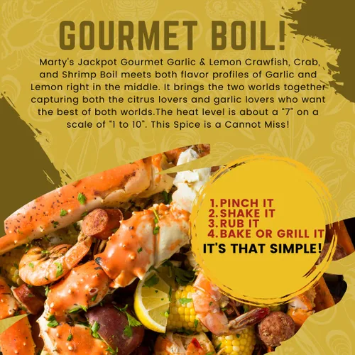 Miniatura 3 de Marty's Jackpot Gourmet Mezcla de ajo y limón condimento y hervir – Sabor de ajo y pimienta picante de primera calidad – Perfecto para cangrejos