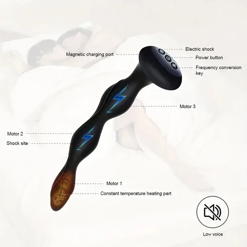 Miniatura 7 de Juguetes sexuales masculinos con cuentas anales, juguetes para adultos con estimulación de choque de calor, vibrador, 50 juegos múltiples