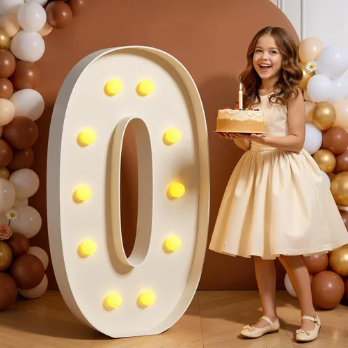 Miniatura 39 de Números de marquesina de 4 pies de alto, 4 pies de alto, números grandes iluminados 0 para 30, 40, 50, 60, decoración de fiesta de cumpleaños