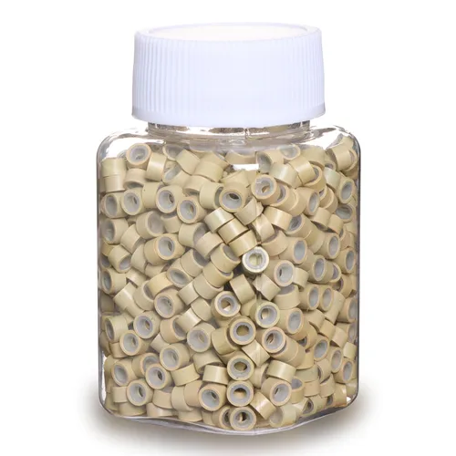Miniatura 13 de 2500 piezas de cuentas de extensión de 5 mm negras, anillos micro con revestimiento de silicona, microenlaces punta I para extensiones de cabello