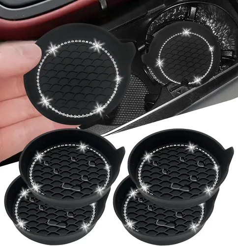Miniatura 17 de NBTEPEM 2 posavasos de auto con diamantes de imitación, 2.75 pulgadas, antideslizantes, a prueba de golpes, universal, a la moda, para auto