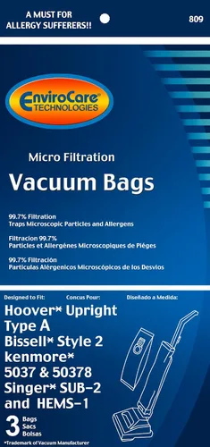 EnviroCare Bolsas de repuesto para aspiradora de microfiltración diseñadas para adaptarse a aspiradoras verticales microforradas Hoover tipo A,