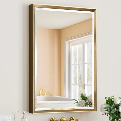 Miniatura 23 de Espejo de baño negro, espejo de baño biselado de 16 x 24 pulgadas para pared, espejo con marco negro antioxidante para decoración de baño, sala