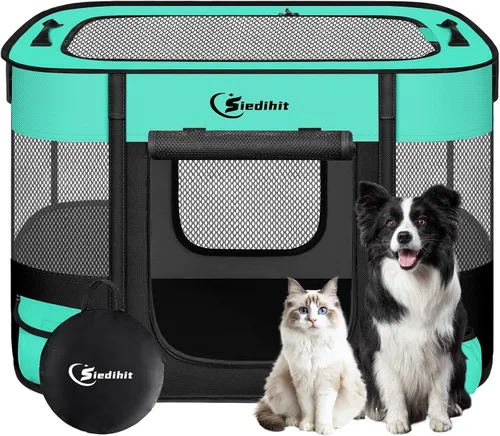 Miniatura 27 de Corralito para perros, gatos y mascotas, corralito portátil para perros en interiores y exteriores, viajes, camping, carpa jaula plegable para Gris