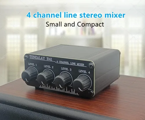 Miniatura 2 de Mezclador de audio RCA de 4 canales Mezclador de línea estéreo Caja de control de niveles mini pasivo R41
