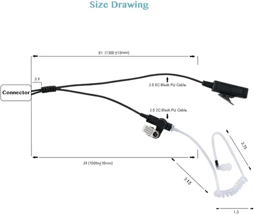 Miniatura 4 de Vx-261 Auriculares con micrófono PTT compatibles con Yaesu Vertex Standard VX-230 VX-231 Walkie Talkie Paquete de 10 unidades Negro