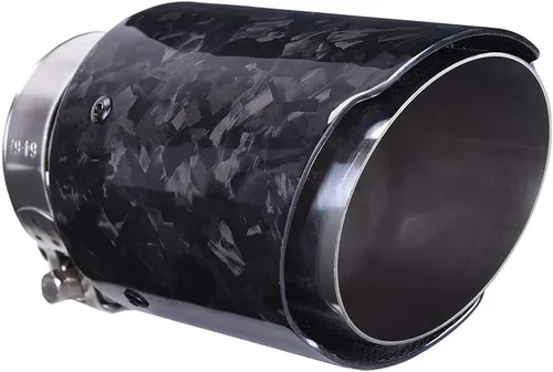 Miniatura 2 de CARMON Puntas de escape de fibra de carbono forjadas reales con tubos de silenciador de acero inoxidable plateado (entrada ID 3", salida OD 4")