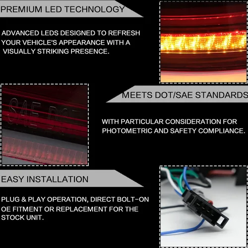 Miniatura 7 de VLAND Luces traseras LED para Jetta Sagitar 12-14 2011-2014 (no compatible con GLI y versión LED), montaje completo de lámpara trasera LED, rojo