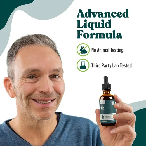 Miniatura 5 de Rejuvica Health Suplemento líquido activo B-12 B12, apoya la energía y un sistema nervioso saludable - Práctico gotero líquido que absorbe