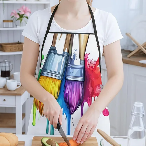 Miniatura 2 de Delantal artístico para pintar, colorido diseño de pinceladas para cocina, equipo de estudio de arte para adultos, suministros de arte de primavera