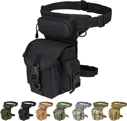 Bolsa táctica multiusos para pierna, riñonera para muslo, equipo de piernas para cámara de motocicleta militar, bolsa de utilidad, negro/bronceado