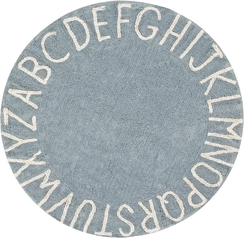 Lorena Canals - Alfombra lavable para habitación infantil. Colección ABC en color Azul Natural y Vintage - Hecho a mano por artesanos en forma