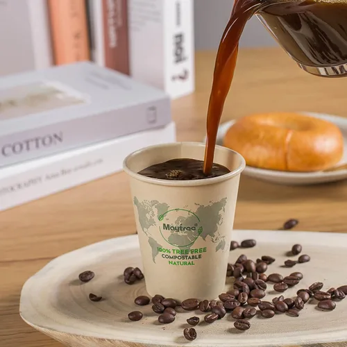 Miniatura 4 de MayTree Tazas de café caliente de papel desechables de 12 onzas, tazas de papel de bambú compostables y biodegradables para llevar y café helado