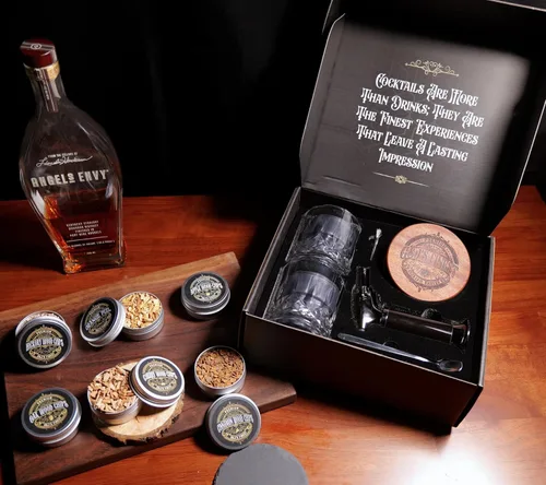 Miniatura 2 de Kit ahumador para whisky Kit ahumador para cócteles Kit ahumador para bourbon Kit ahumador estilo antiguo con antorcha y vasos, 6 astillas