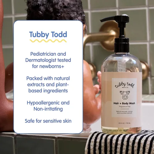Miniatura 4 de TUBBY TODD Hair Duo - Juego de champú y acondicionador para bebés, cuidado del cabello suave e hidratante, hipoalergénico, no irritante, para recién