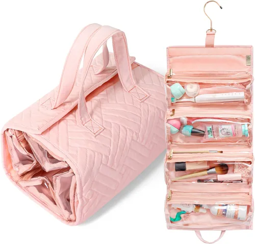 Miniatura 8 de Neceser de viaje colgante para mujer, bolsa de viaje plegable para mujer, 4 bolsas de viaje extraíbles XL aprobadas por la TSA para cosméticos
