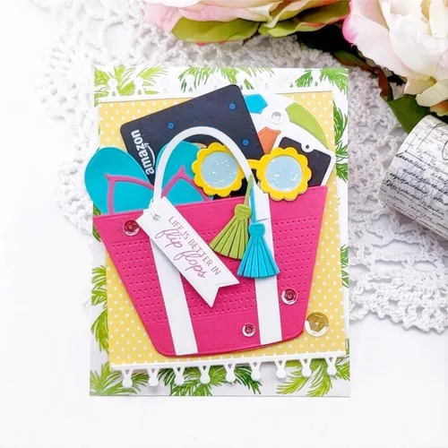 Miniatura 6 de Vasos y bolsas de playa troquelados para hacer tarjetas, troqueles de corte de metal, troqueles de papel en relieve para álbumes de recortes