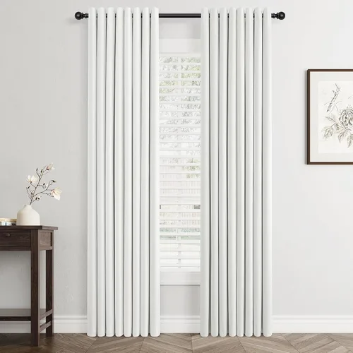 Miniatura 89 de Cream Linen Blackout Curtains 90 Length 2 Panels Set for Living Room Bedroom, 100% Black Out Thermal Insulated Linen Drapes, Room Darkening Grommet
