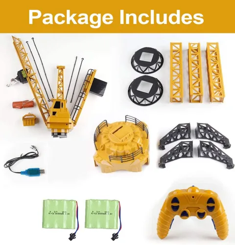 Miniatura 6 de KNACKTOYZ Grúa de juguete con control remoto de 6 canales para niños, grúa torre RC de 50.4 pulgadas con luces LED y sonidos, vehículos