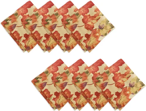 Elrene Home Fashions Harvest-Festival Servilletas de Cena de Tela Estampadas de Otoño, 17" x 17", Juego de 8