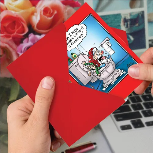 Miniatura 6 de NobleWorks - Divertida tarjeta de felicitación de Navidad con sobre (4.63 x 6.75 pulgadas) - Broma de humor navideña - Casa sin chimenea 5892