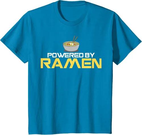 Miniatura 82 de Camiseta de fideos de anime japoneses Powered By Ramen, Negro, S