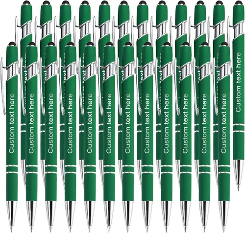 Miniatura 24 de Bolígrafos personalizados a granel con punta de lápiz capacitivo, bolígrafos personalizados de 0.020 in con nombre, logotipo o mensaje grabado