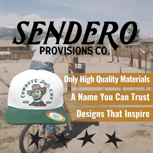 Miniatura 3 de Sendero Provisions Co. Cowboys Don't Cry - Gorra ajustable con diseño bordado (blanco/verde) - Talla única, Blanco