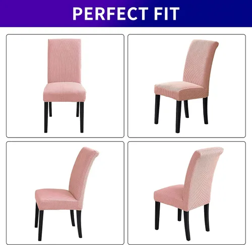 Miniatura 4 de Juego de 6 fundas elásticas para sillas de comedor, extraíbles y lavables, fundas de asiento para sillas de comedor, ideales para decoración