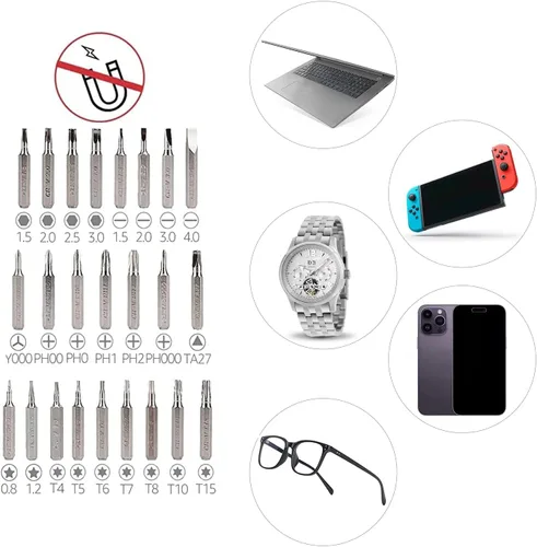 Miniatura 5 de Amazon Basics Juego de llaves de trinquete magnéticas y destornilladores de precisión electrónica, 73 unidades (paquete de 1), negro/rojo/plateado