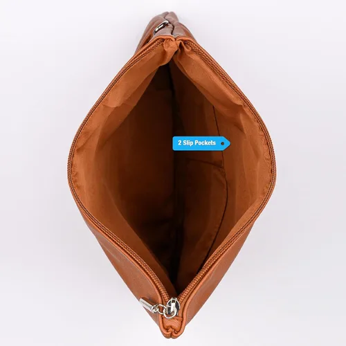 Miniatura 6 de GM LIKKIE Bolso de mano para mujer, bolso de mano grande de sobre, bolso cruzado plegable de piel sintética
