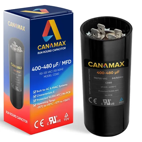 Miniatura 12 de 108-130 uf 108/130 MFD 110-125 VCA Voltios CD60 Condensador de arranque de motor redondo 50/60 Hz AC Eléctrico - Compatible con condensadores