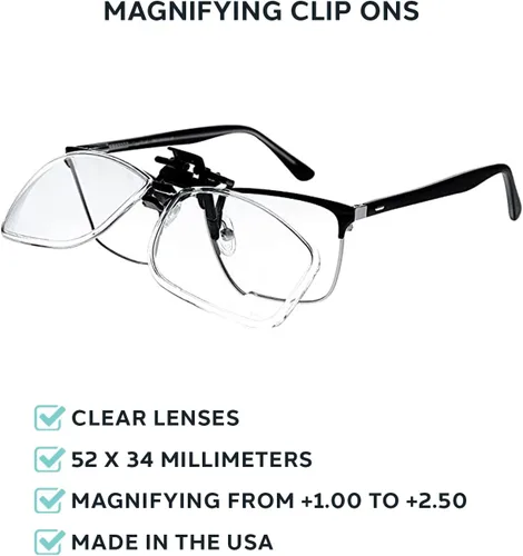 Miniatura 3 de Gafas de lectura con clip de aumento transparente, 1.00 a 2.50 dioptrías