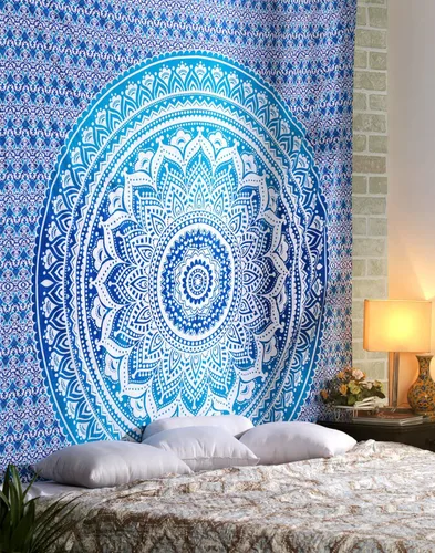 Miniatura 17 de RAJRANG - Tapiz con mandala para dormitorio y sala de estar, bohemio, para colgar en la pared, tapices de algodón